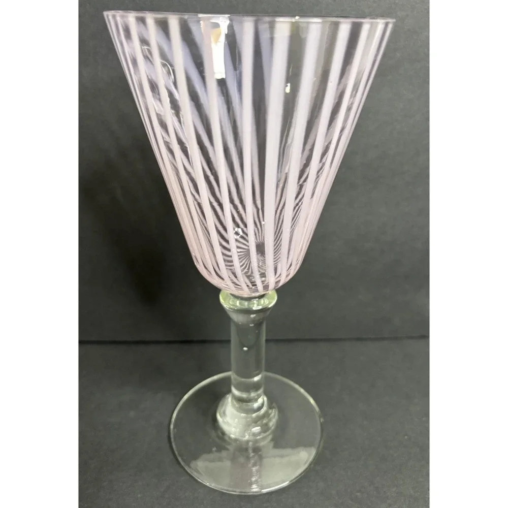 4 Pier 1 Vertical Stipe Pink Glasses Water Goblets 8